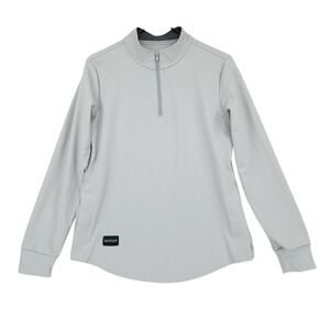 Sunrun 1/4 Zip Pullover M Ladies Gray Activewear Mock Neck Long Sleeve MAGNETIC